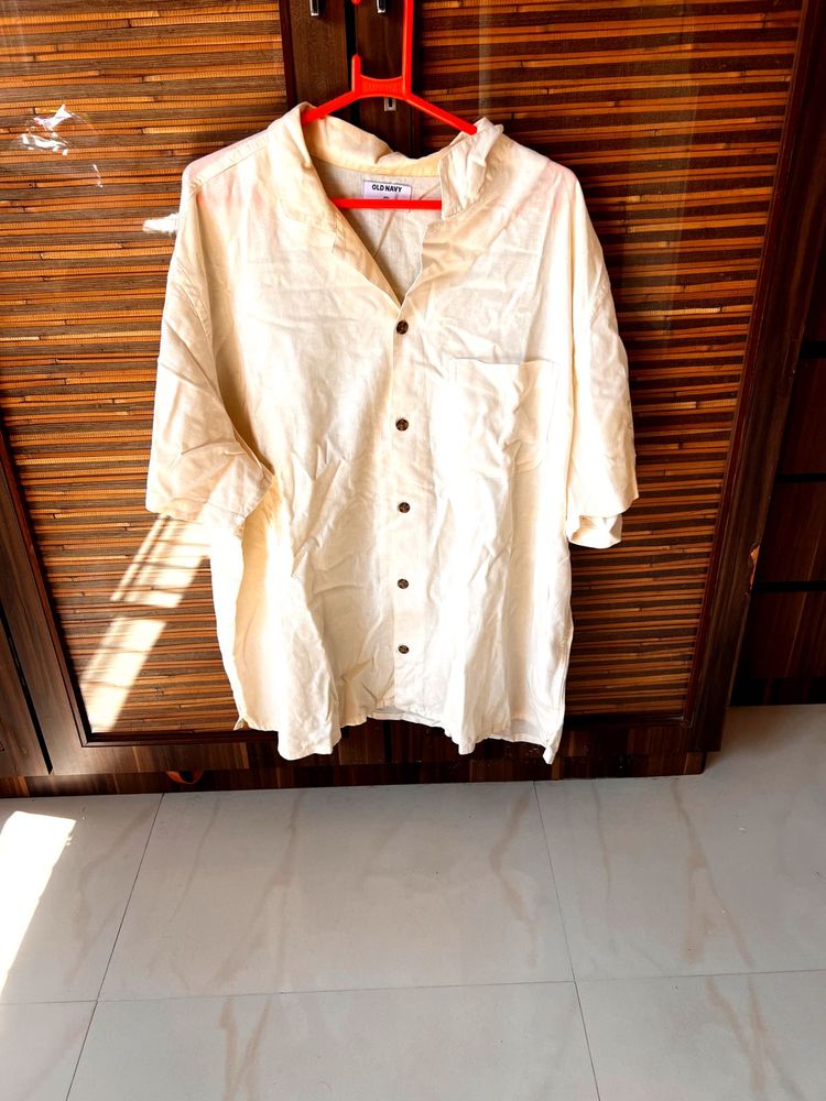 Old Navy Cream Button-Down Shirt xxl
