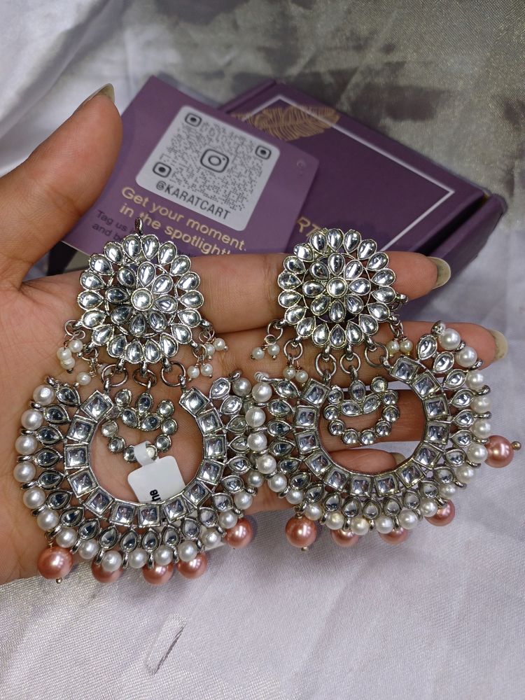 Kundan Studded Chandbali Earrings