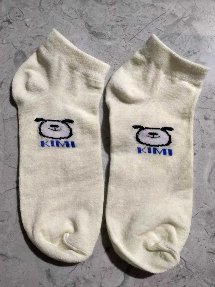 Pure Cotton Off White Colour Socks For You