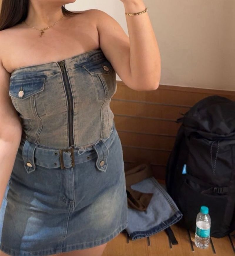 NewMe Denim Belted Mini Skirt/Skort
