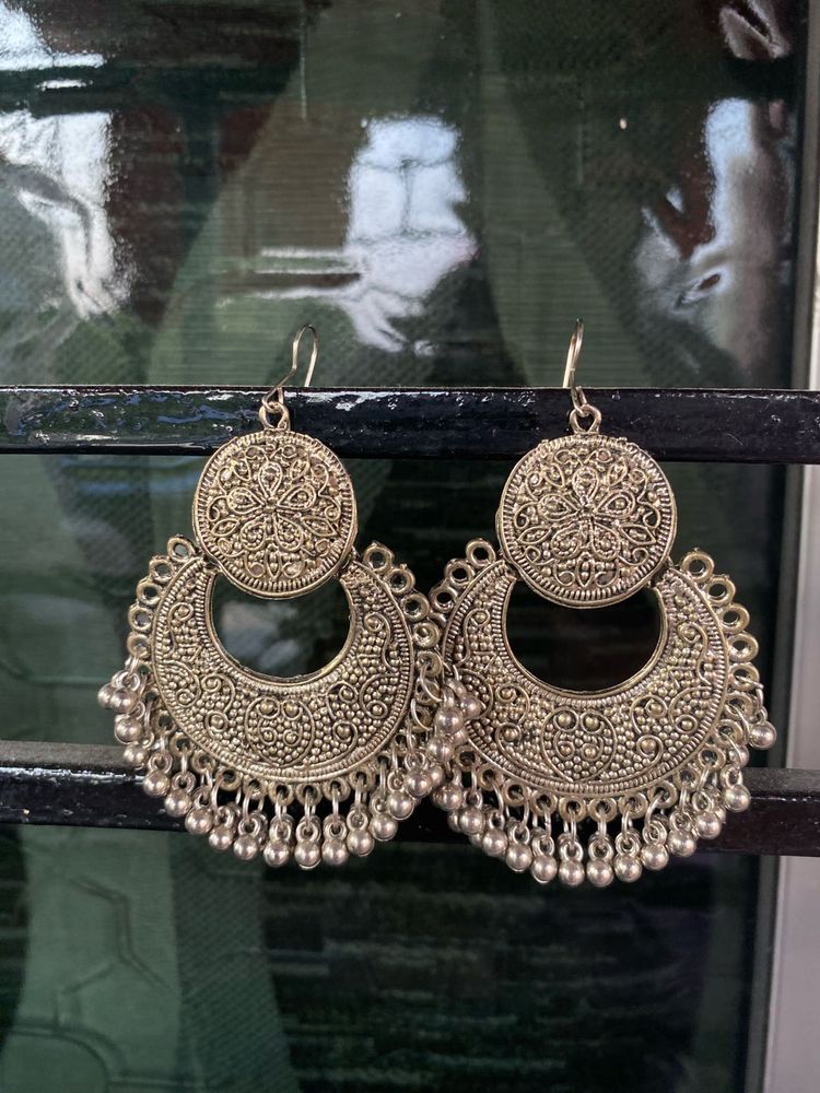 Oxidised Chandbali Earrings