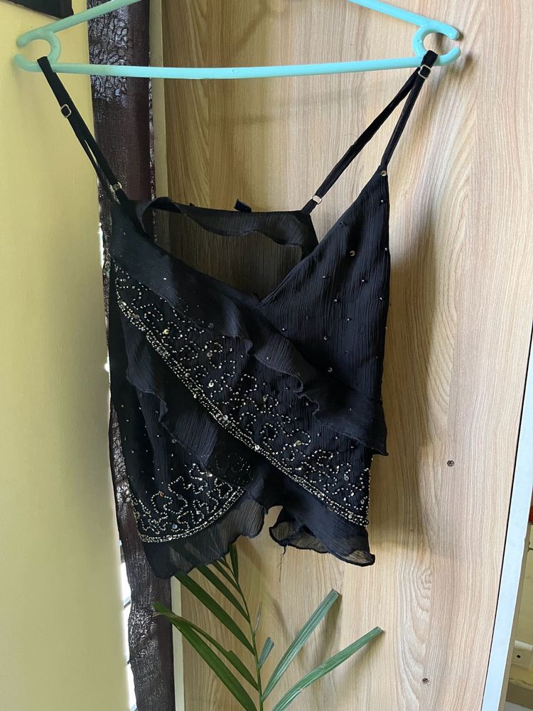 Black Embellished Cami Top