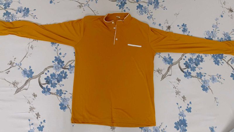 Orange Polo Full T-Shirt - Size-L