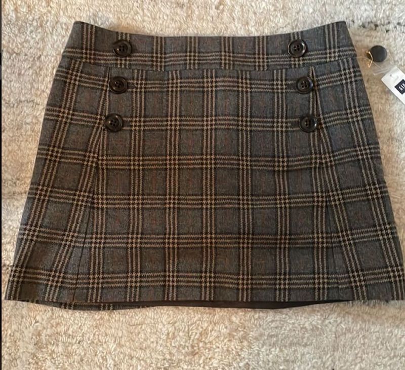 Classic Korean Plaid Button-Front Mini Skirt