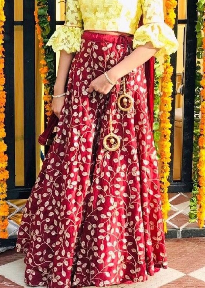 Maroon Embroidered Lehenga