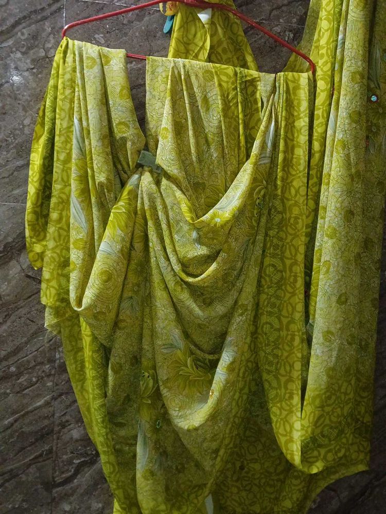 Elegant Green Printed Saree