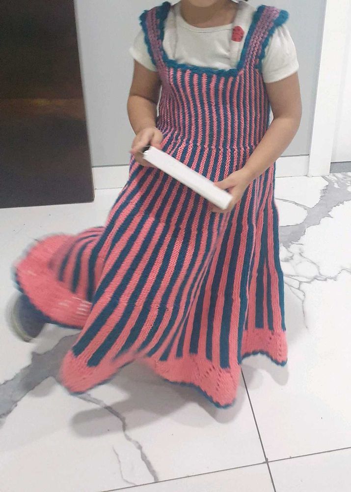 Striped Knit Girls Dress