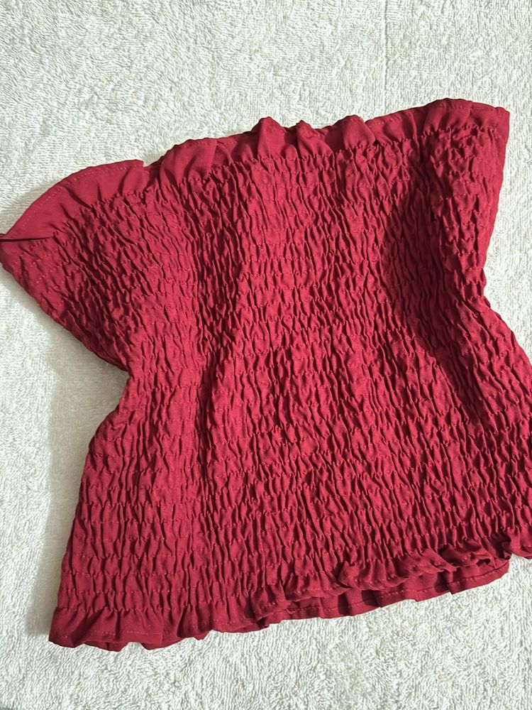 Burgundy Smocked Tube Top