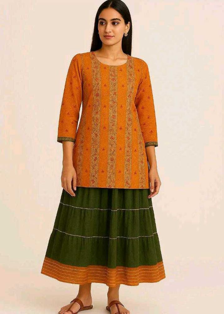 Elegant Ethnic Tunic &amp; Skirt Set 3