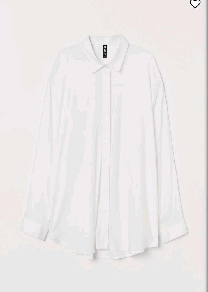 H&amp;M White Oversized Button-Down Shirt