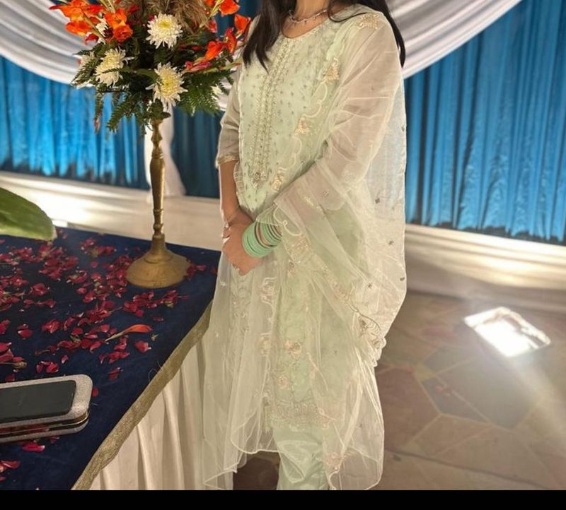 Mint Green Embroidered Salwar Kameez