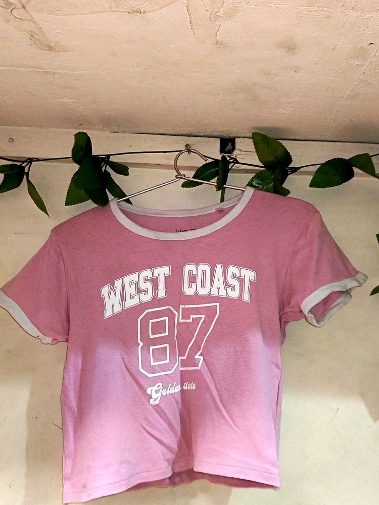 West Coast &#39;87 Pink Crop Top