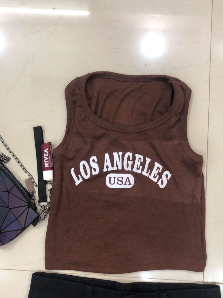 Aesthetic Ribbed Brown Tank Top