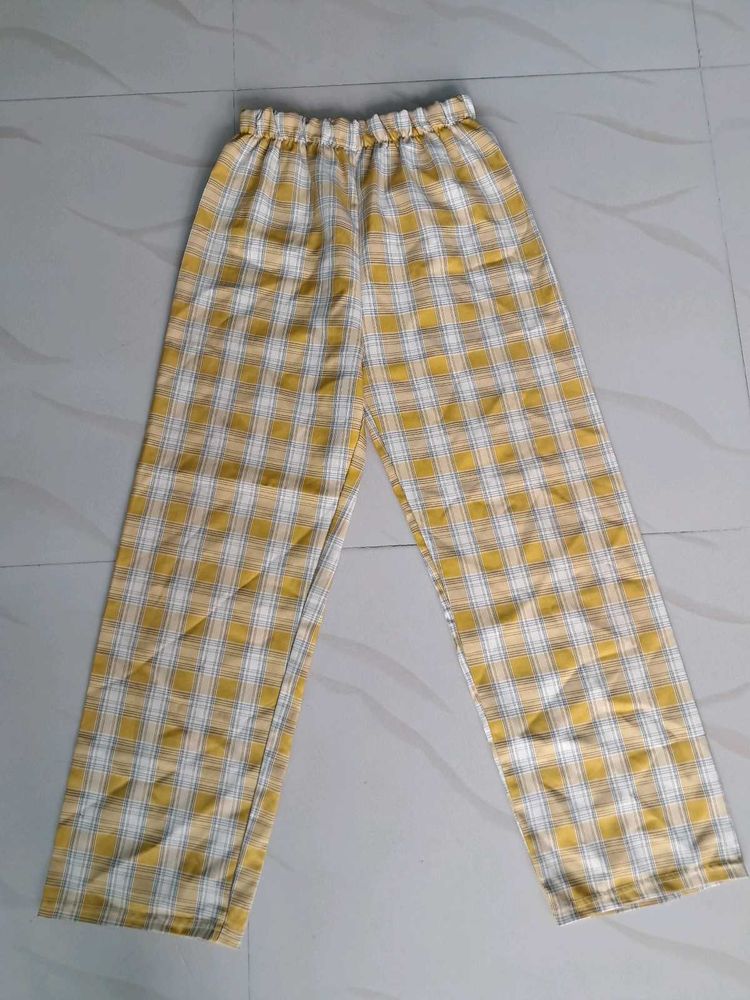 Striped Trousers Pants For Women In Yellow