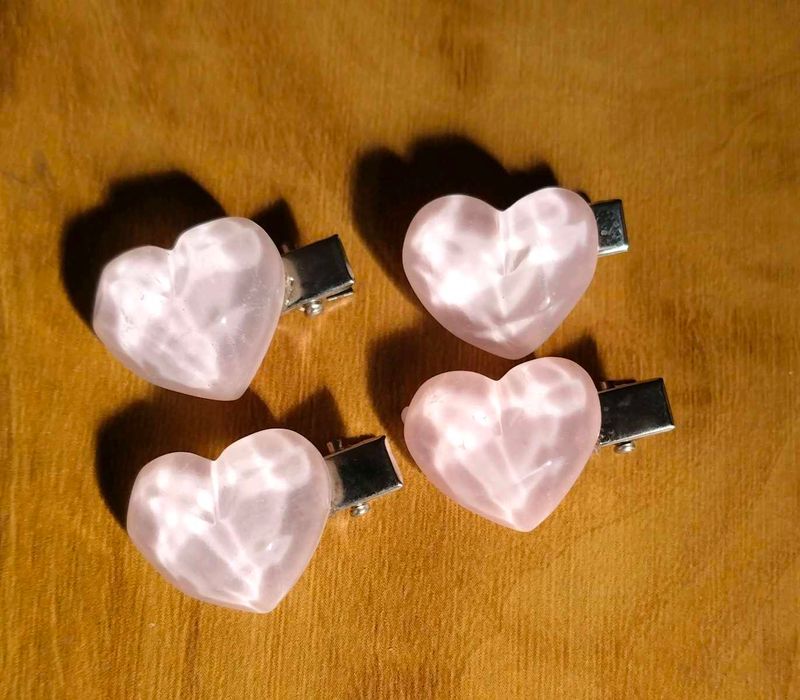 Little Heart light pink Hair Clips - Set of 4
