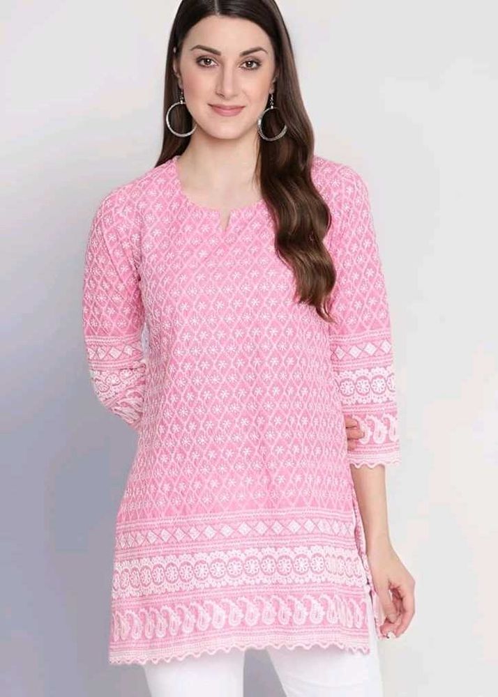 Elegant Pink Embroidered Kurti