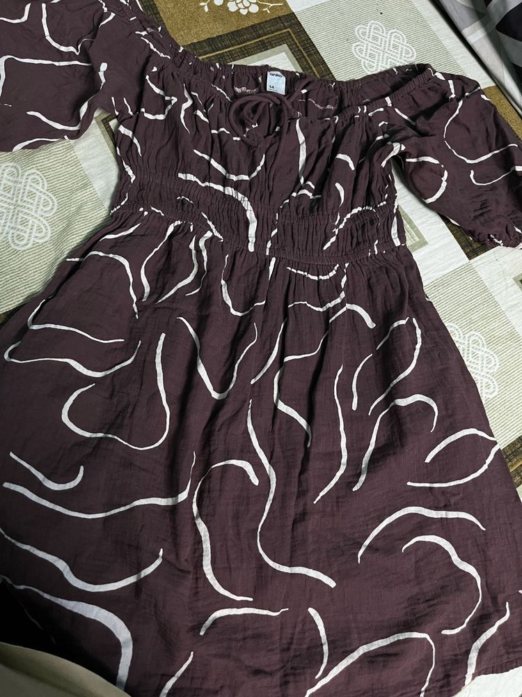 Patterned Off-Shoulder Dress