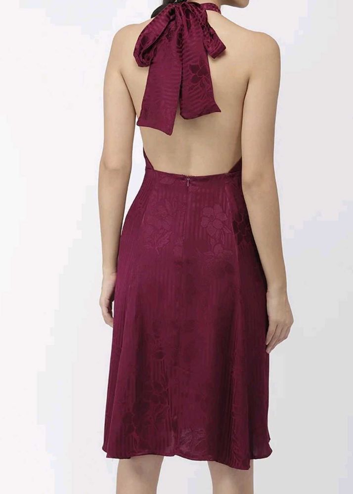 Elegant Burgundy Halter Dress