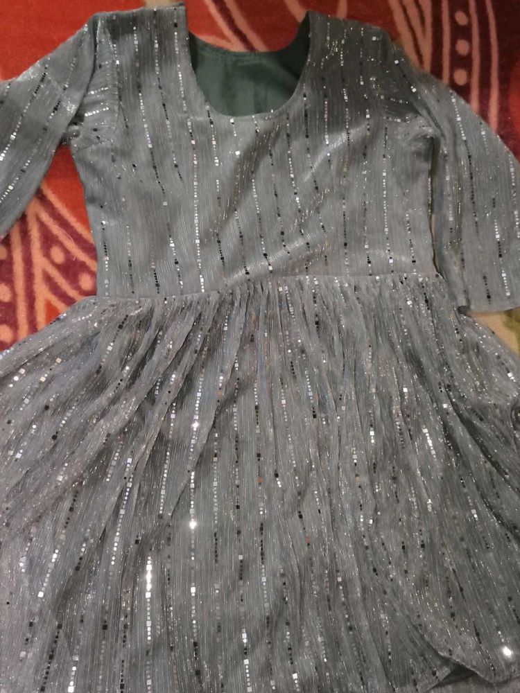 Silver Peplum Dress For Women A