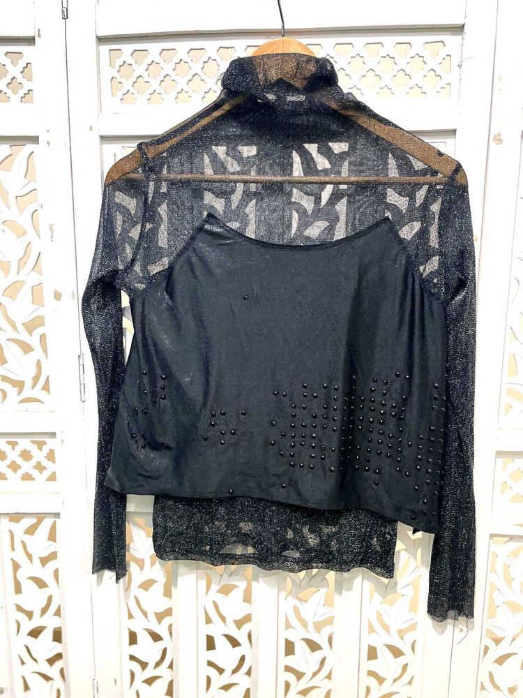 Midnight Sparkled Layered Top A