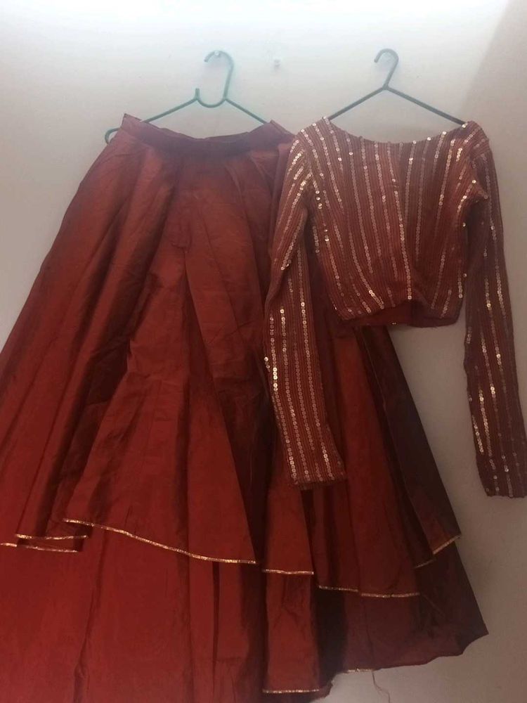 Maroon Sequin Lehenga Choli
