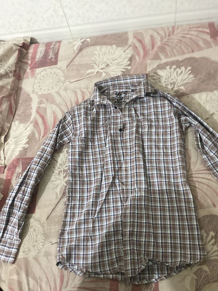 Brown Plaid Button-Down Shirt