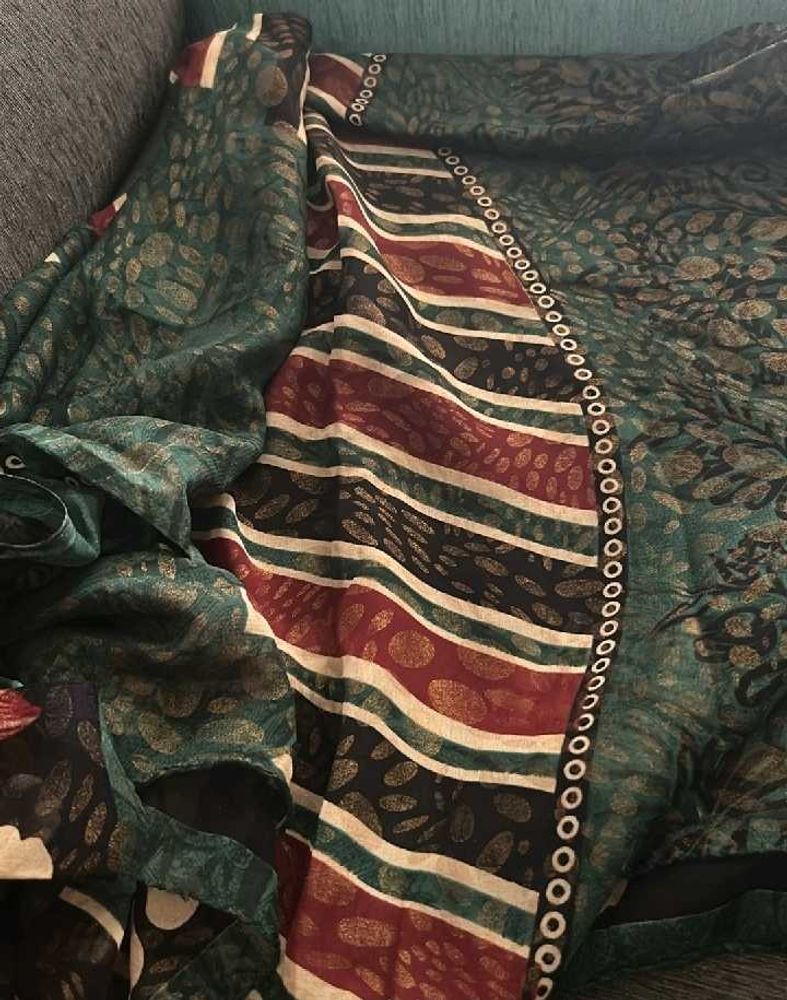 Beautiful New Bottle Green Saree