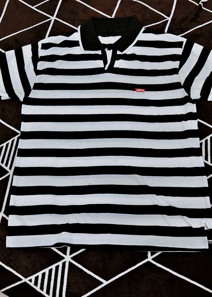 Striped Polo Top with Levis Logo
