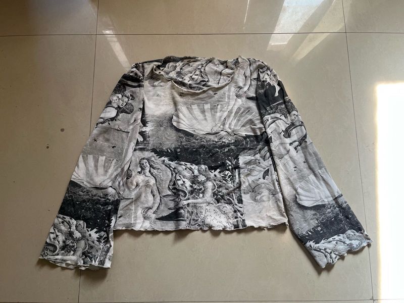 Vintage Art Print Long Sleeve Top