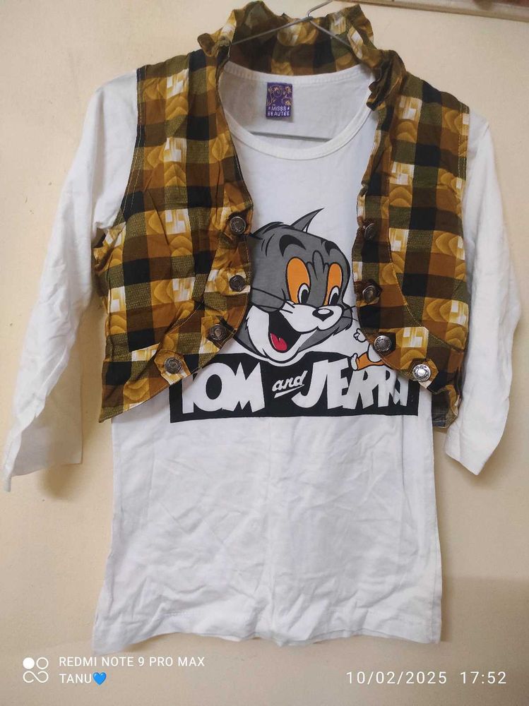 Tom And Jerry T-shirt Top With Removable  Jacket