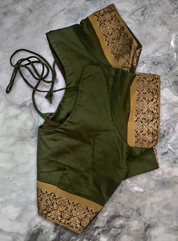Olive Green Color Cotton blouse
