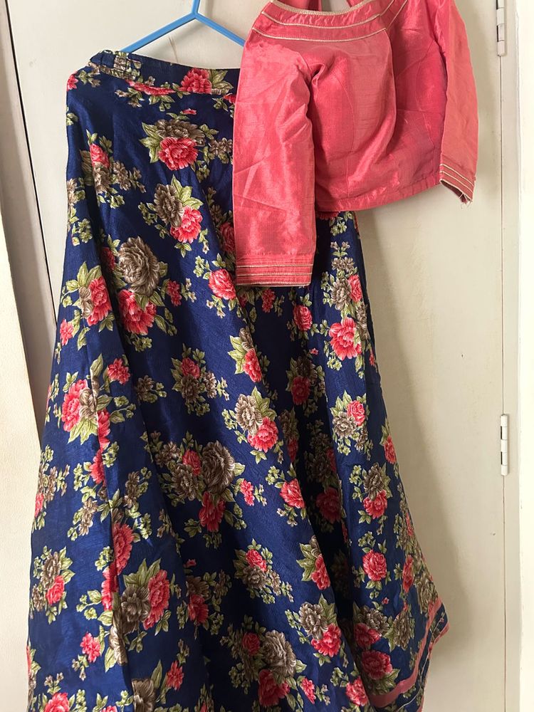 Floral Lehenga Set With Pink Blouse