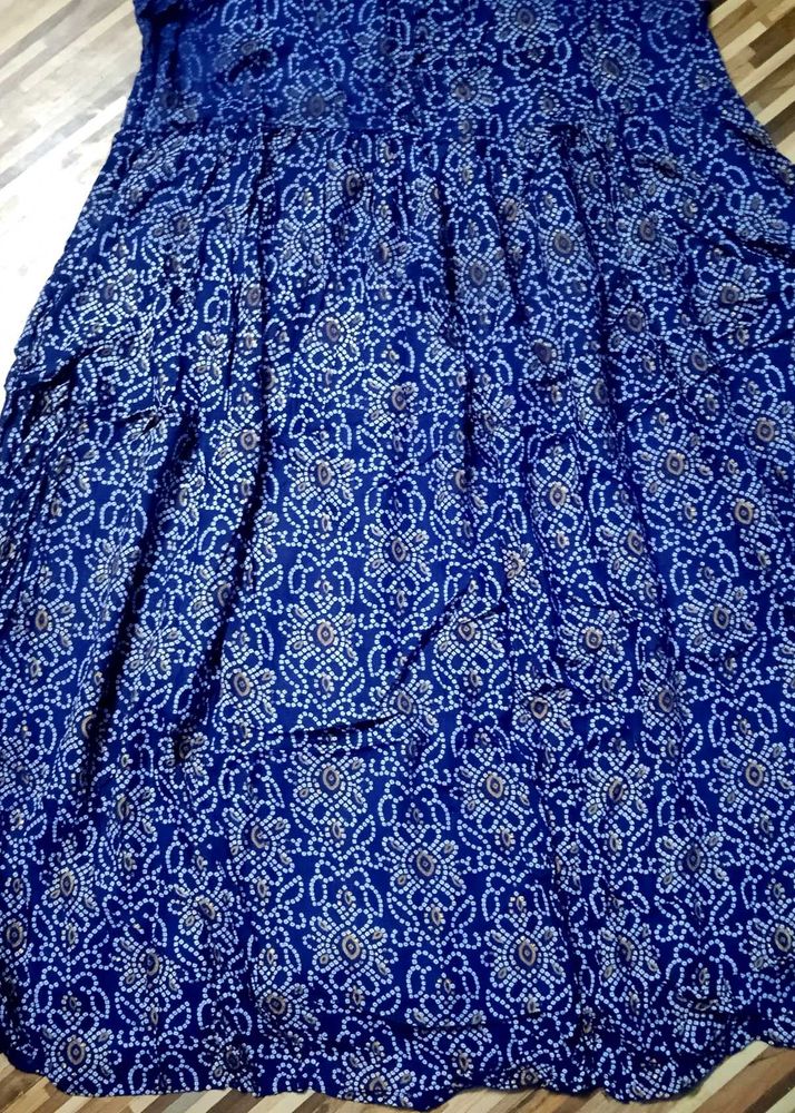 Blue Printed Ethnic frock kurta