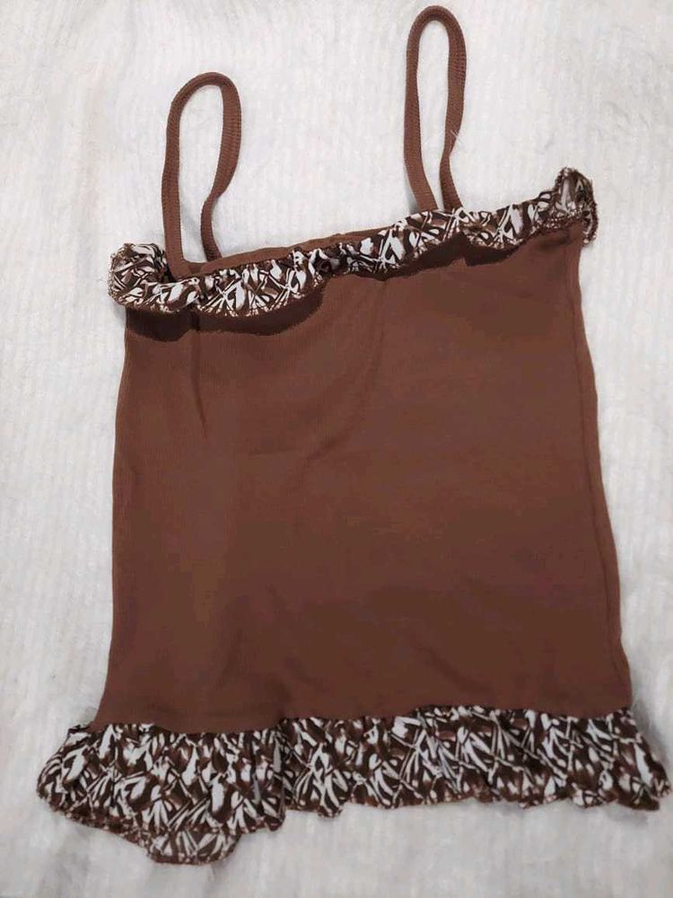 Brown Y2k Crop Top