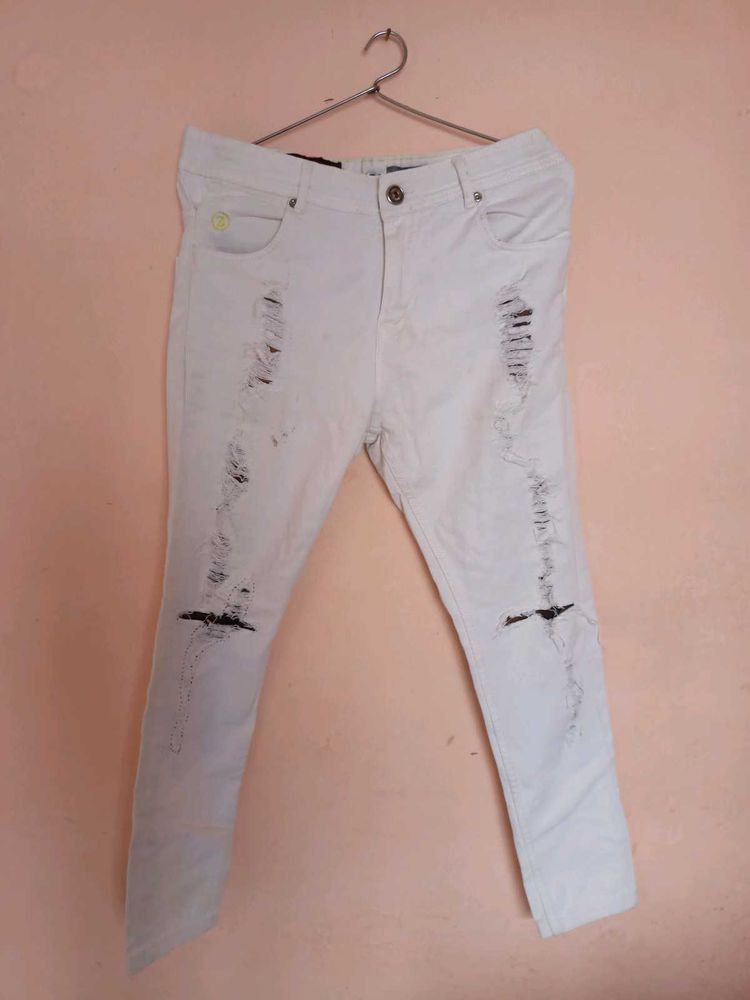White Denim Rough Style Jeans Excellent Condition.