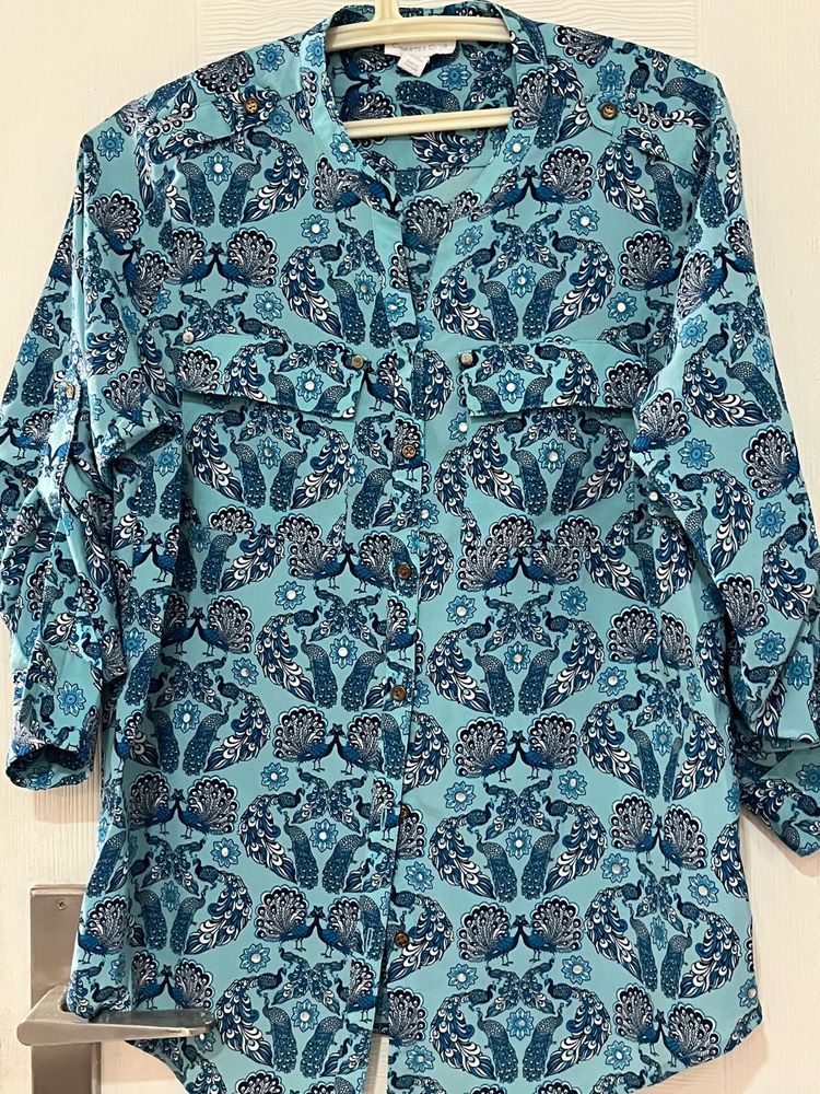 Imported Shirt In Beautiful Peacock Print