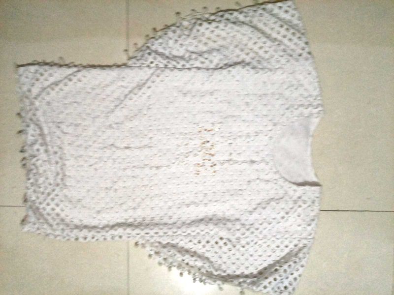 White Crochet Kurta