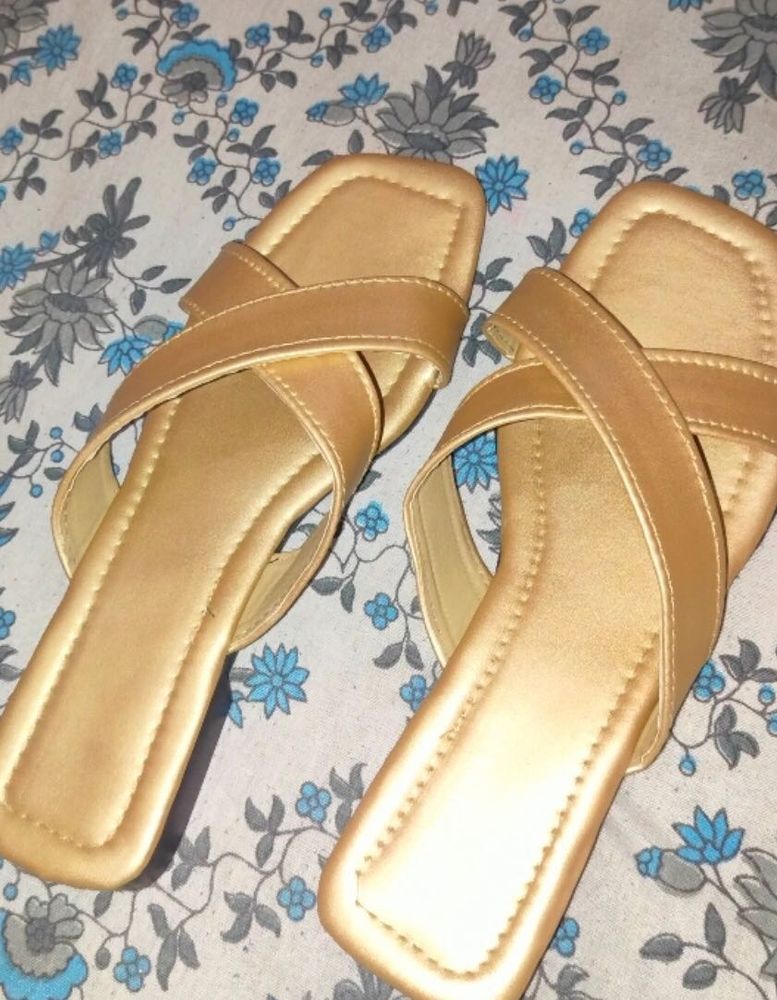 New Gold Crisscross Sandals