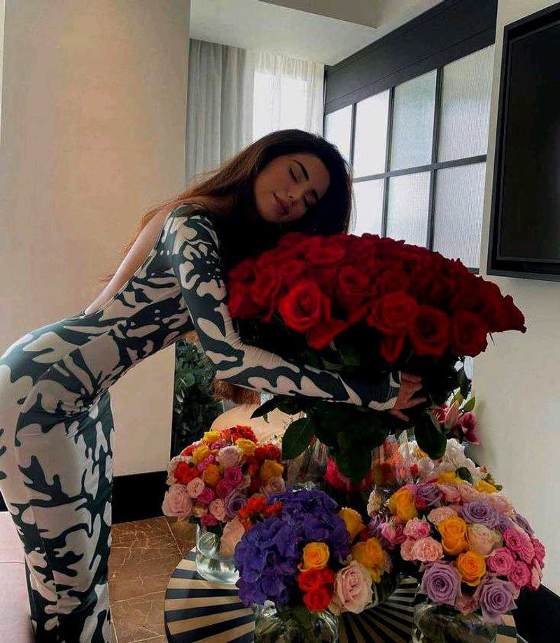 Abstract Print Evening Dress