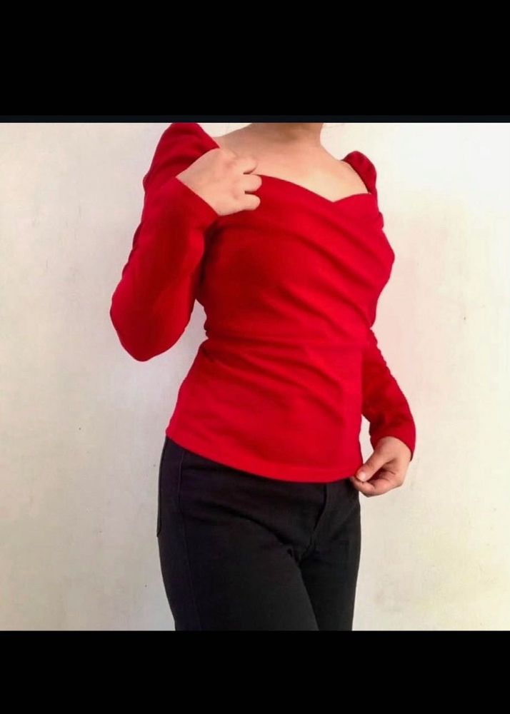 Pink Off-Shoulder Long Sleeve Top