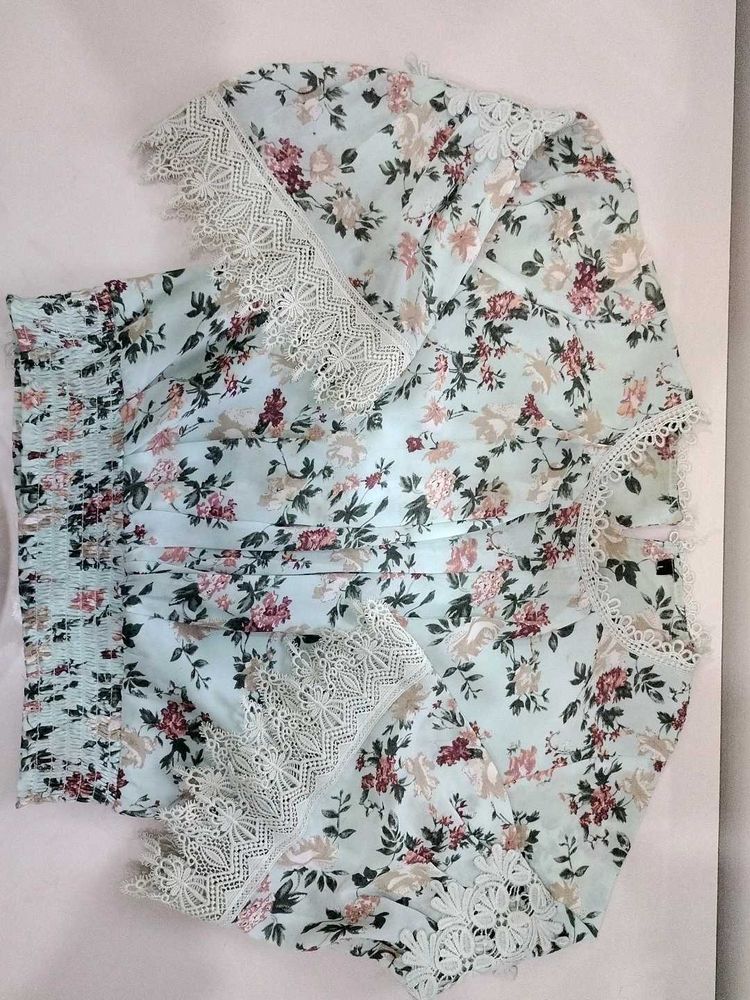 Floral Lace Trimmed Top
