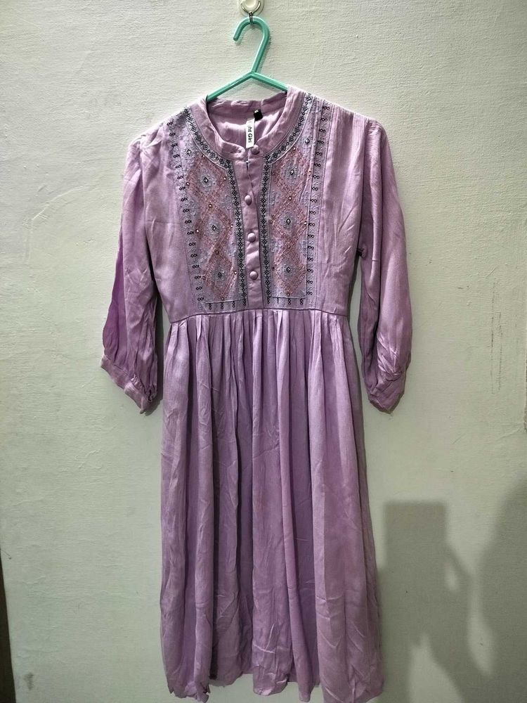 Lilac Embroidered Dress