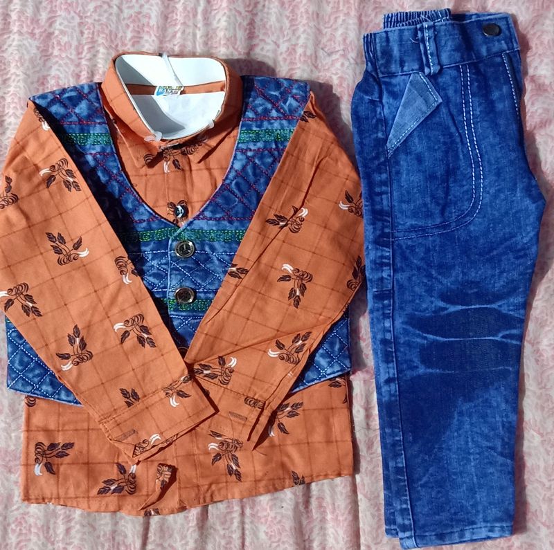 Baby Boys Jeans Pant Shirt Set