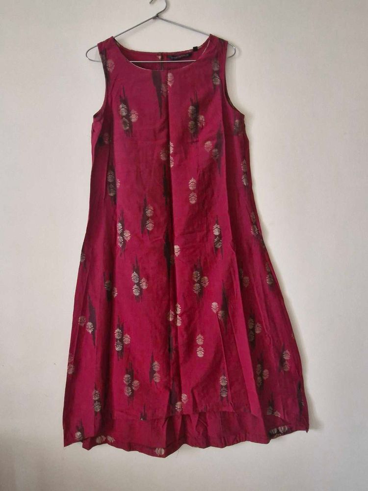 Burgundy Floral Print Dress
