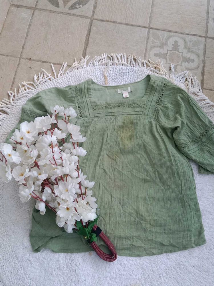 A Pista Green Colour Top