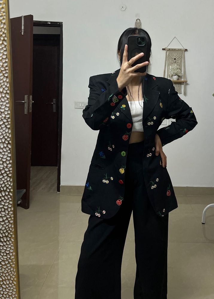 Fairy FLORAL Hand EMBROIDERED Vintage  Blazer