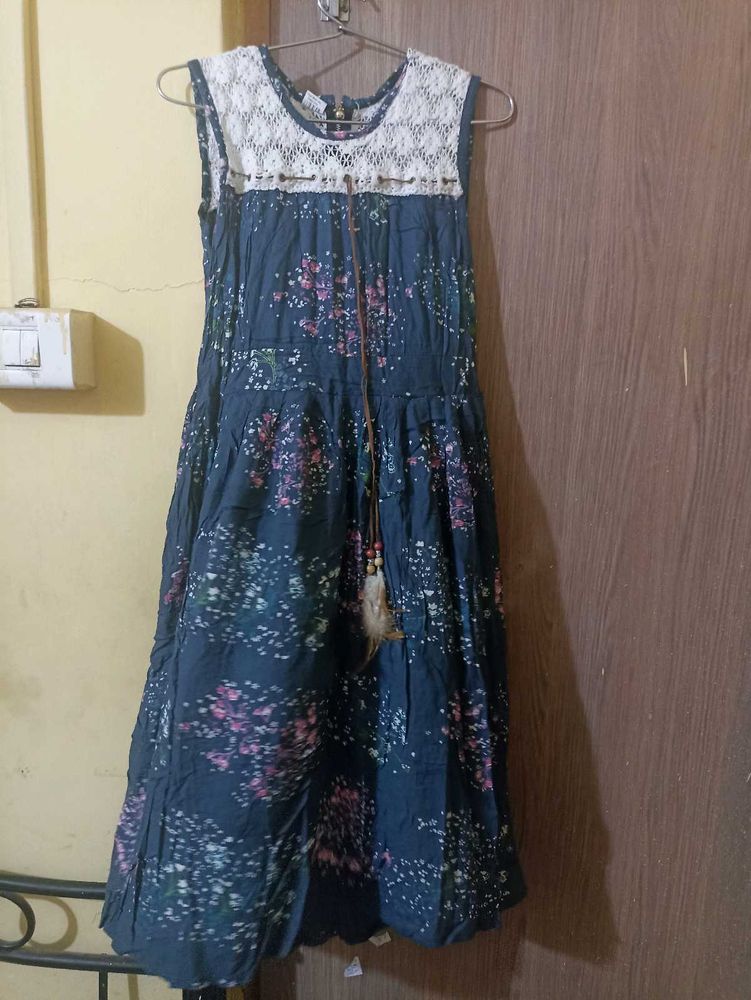 Grey Multicolour Flare Frock