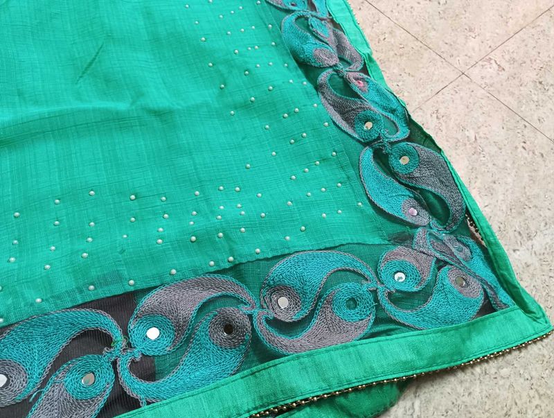 Green Embellished Saree