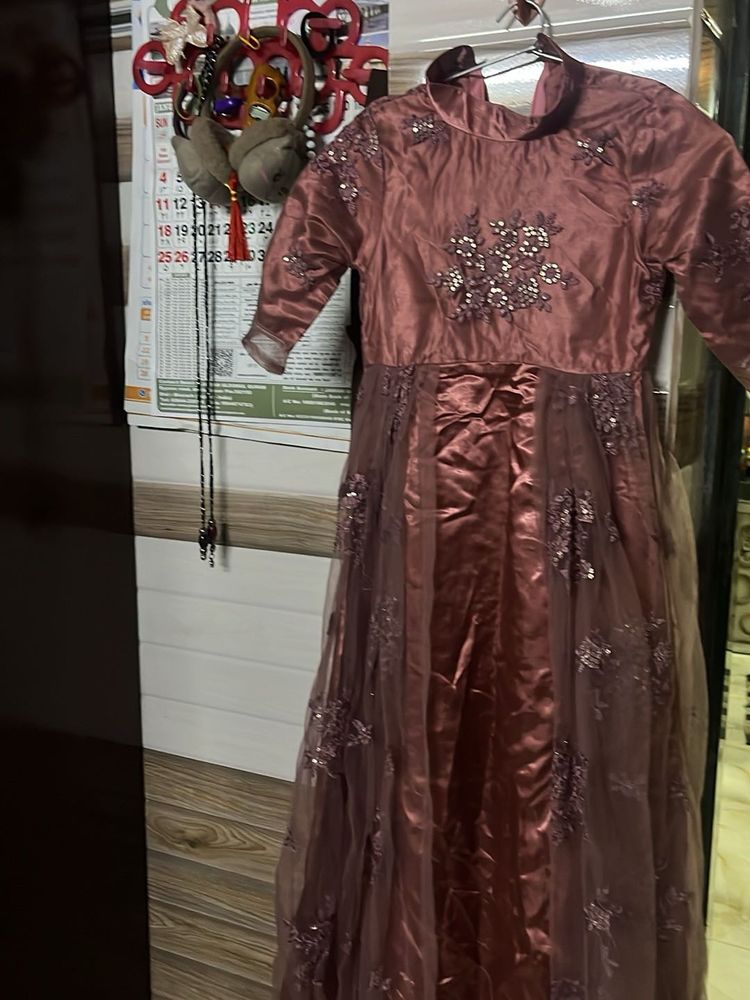 Elegant Brown Embellished Ethnic Gown