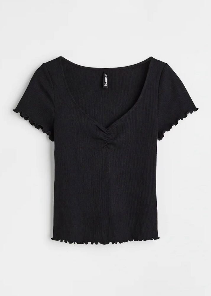 H&amp;M Ribbed Frill Top